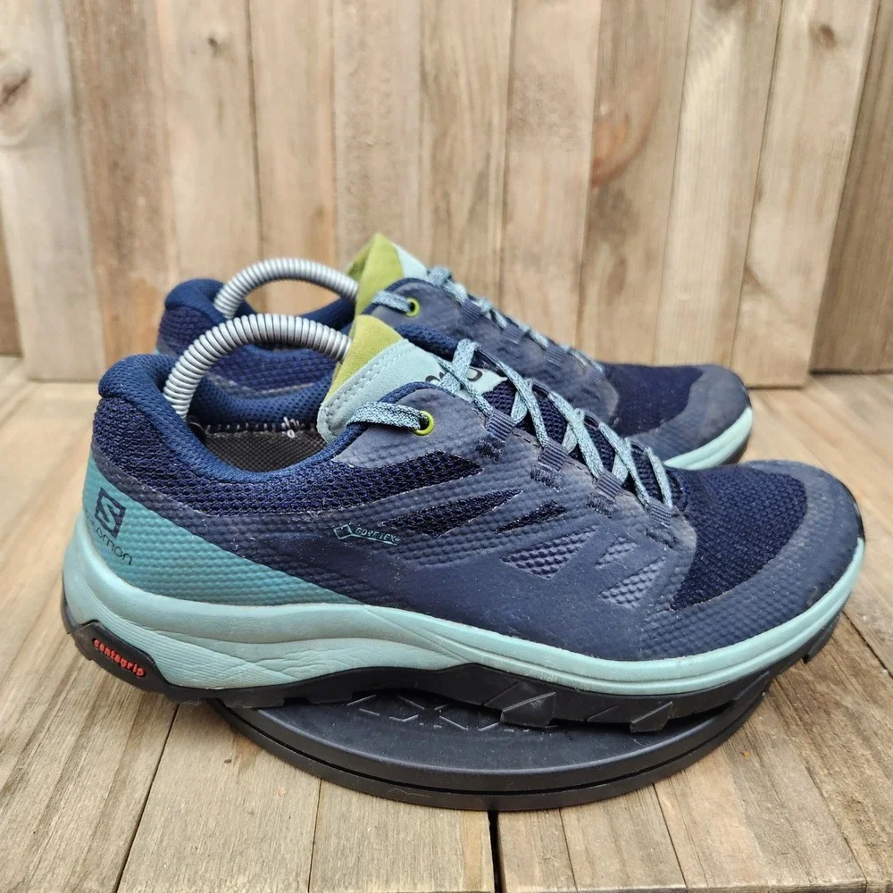 Salomon Outline GTX Hiking Shoes Womens size 7 Blue Gore-Tex Waterproof 406188